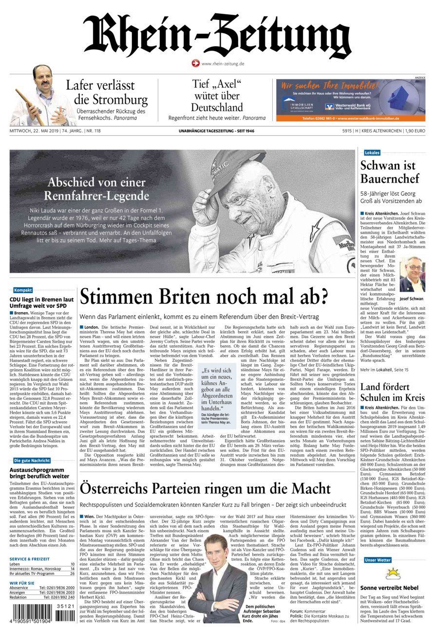 Rhein-Zeitung Kreis Altenkirchen vom Mittwoch, 22.05.2019