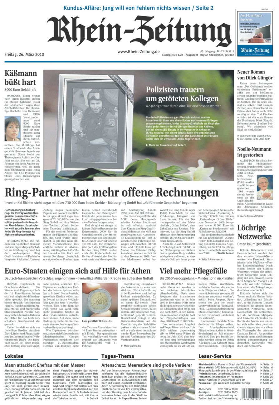 Rhein-Zeitung Kreis Altenkirchen vom Freitag, 26.03.2010