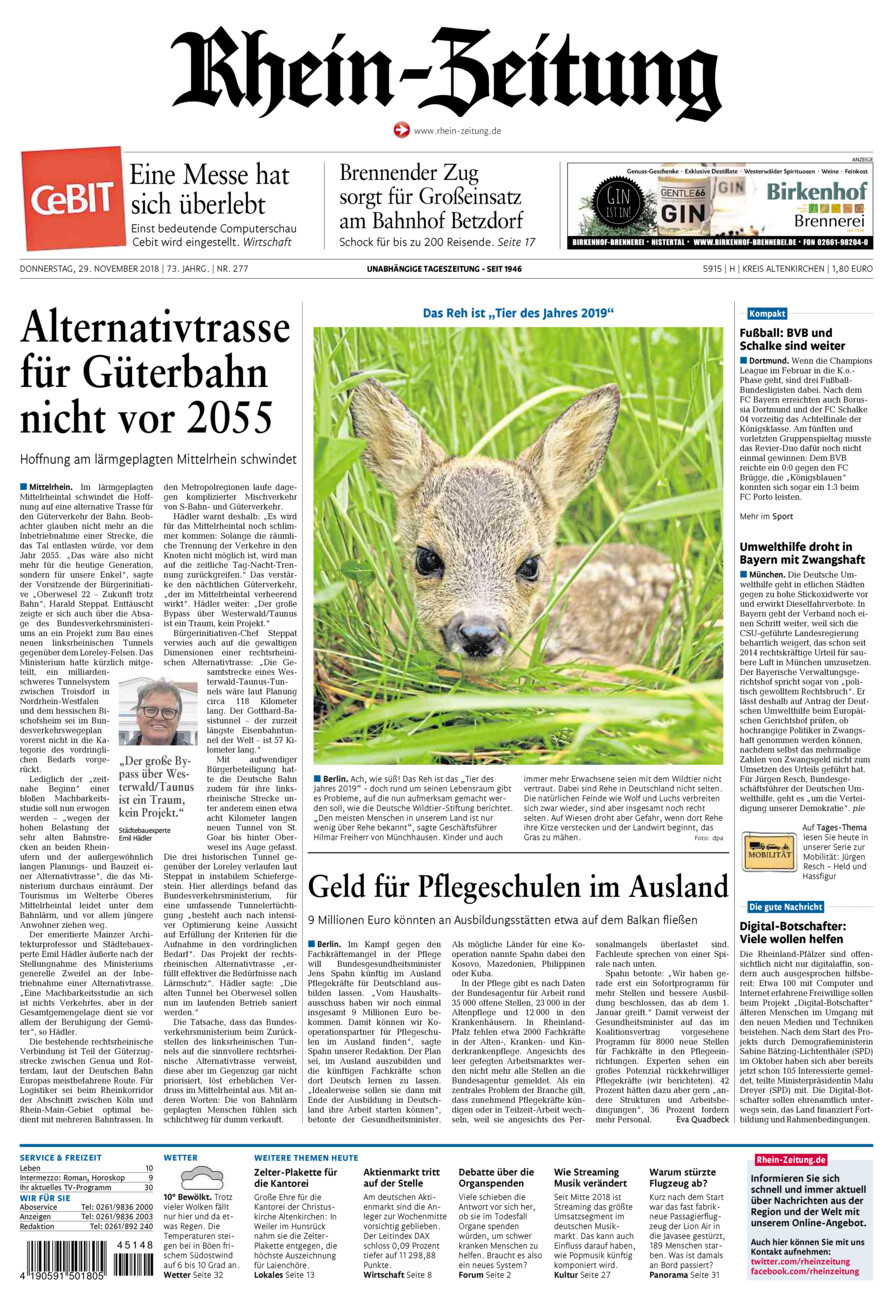 Rhein-Zeitung Kreis Altenkirchen vom Donnerstag, 29.11.2018