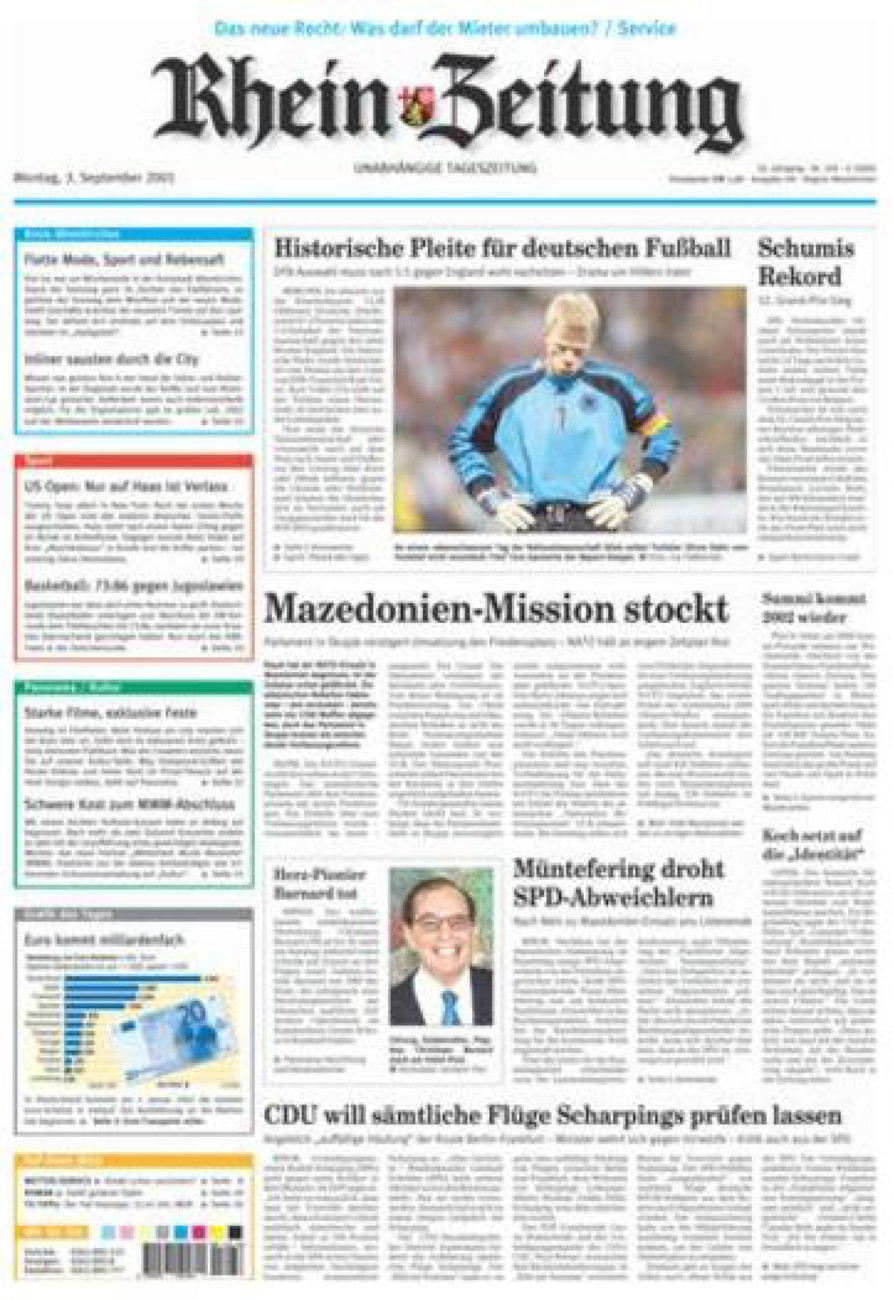 Rhein-Zeitung Kreis Altenkirchen vom Montag, 03.09.2001