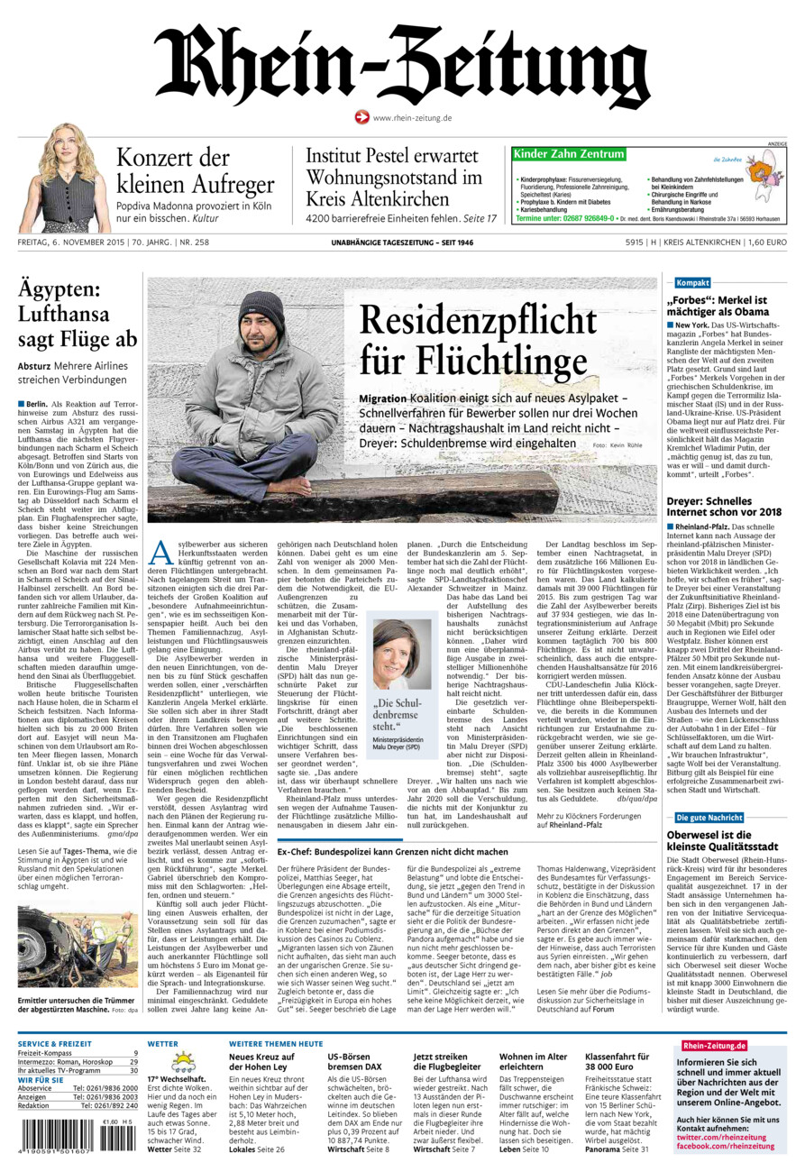 Rhein-Zeitung Kreis Altenkirchen vom Freitag, 06.11.2015