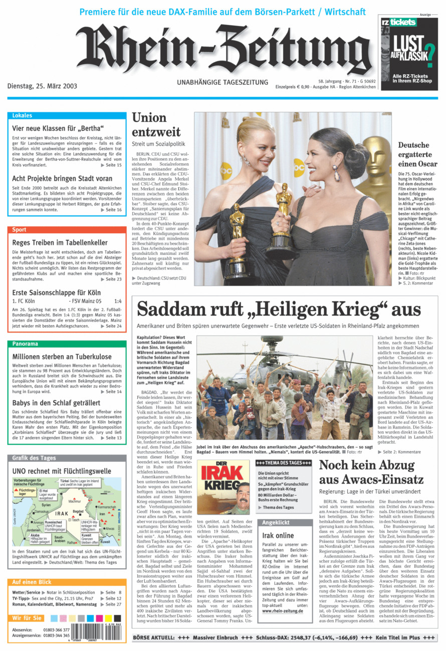 Rhein-Zeitung Kreis Altenkirchen vom Dienstag, 25.03.2003