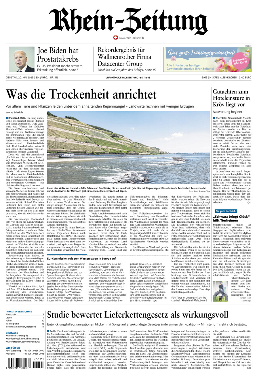 Rhein-Zeitung Kreis Altenkirchen vom Dienstag, 20.05.2025