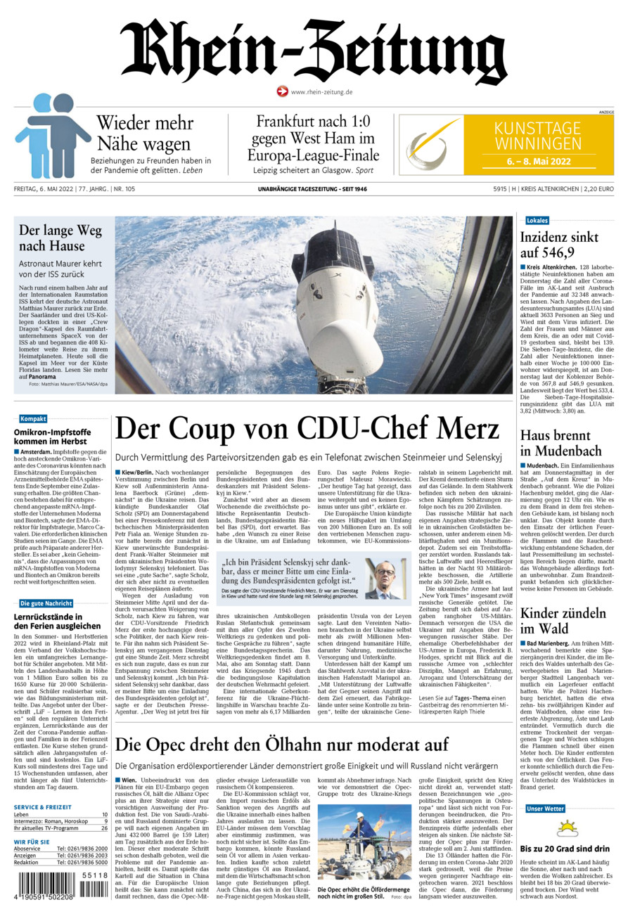 Rhein-Zeitung Kreis Altenkirchen vom Freitag, 06.05.2022