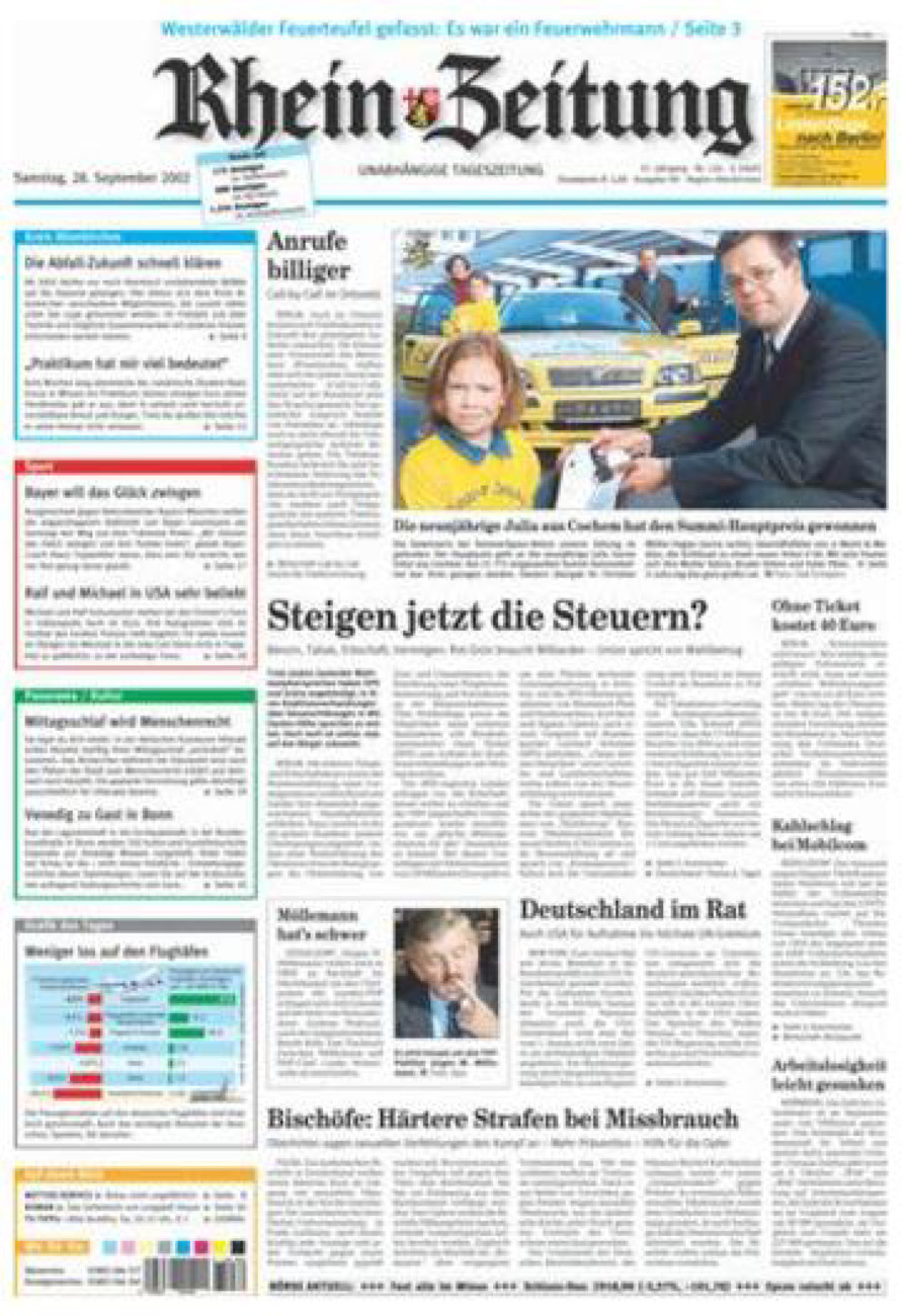 Rhein-Zeitung Kreis Altenkirchen vom Samstag, 28.09.2002
