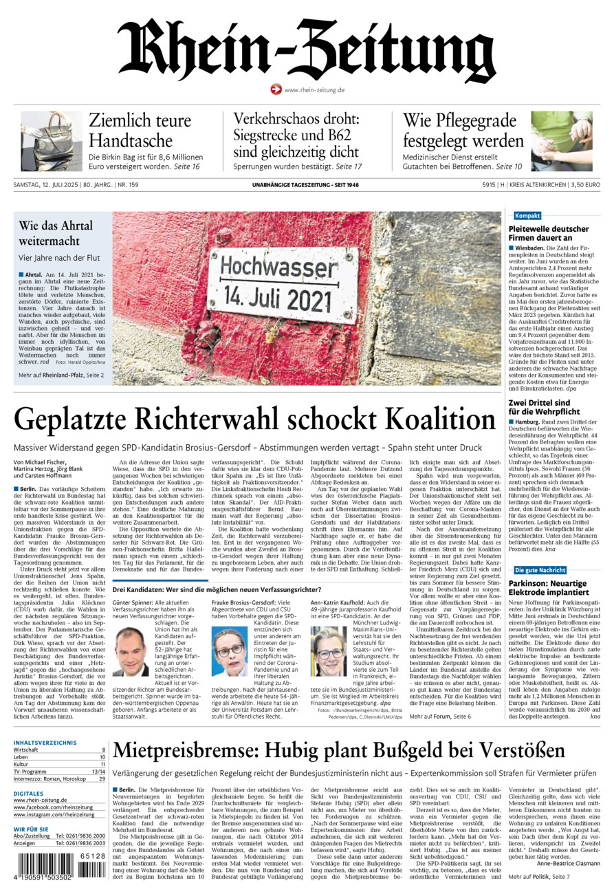 Rhein-Zeitung Kreis Altenkirchen vom Samstag, 12.07.2025