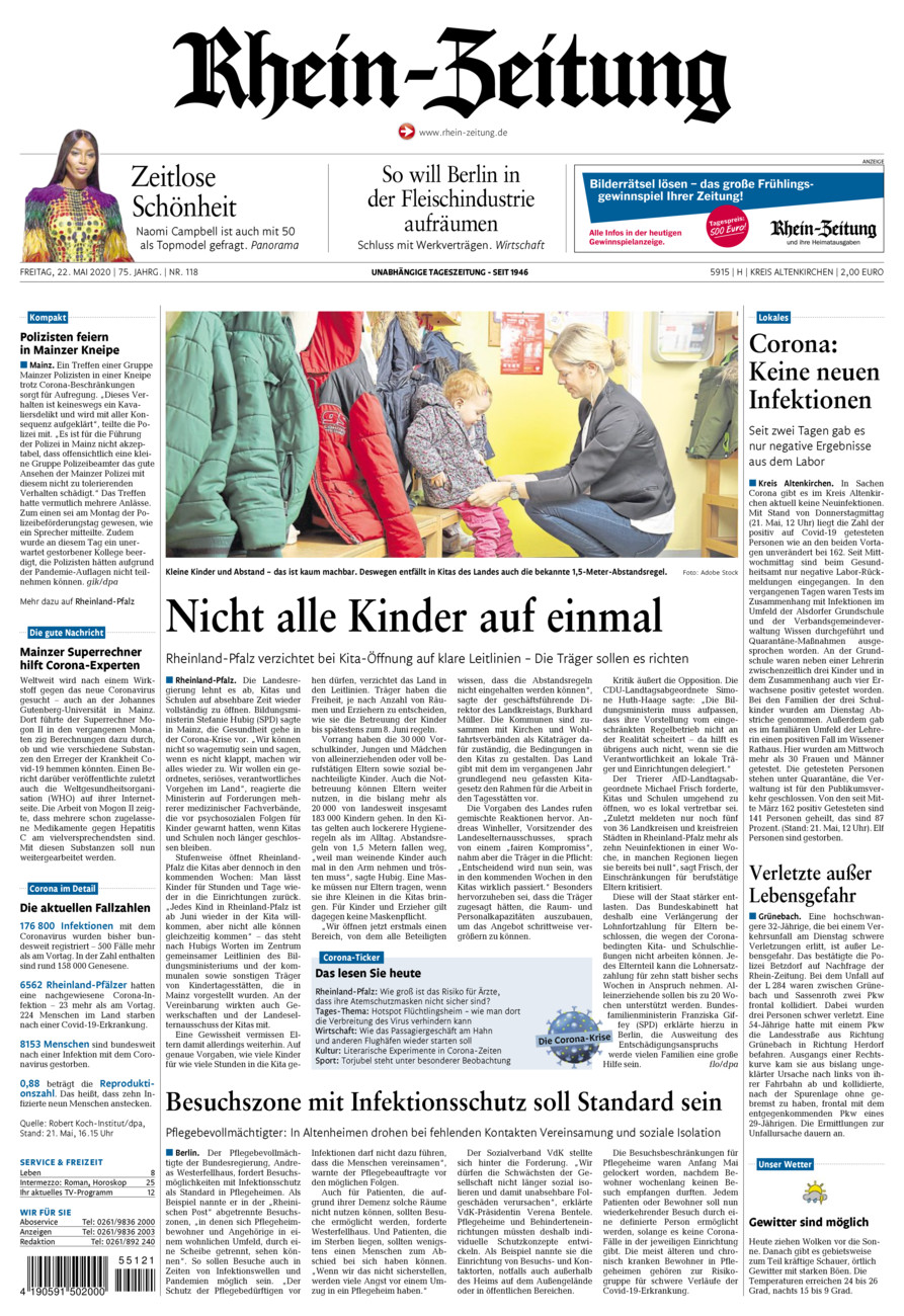 Rhein-Zeitung Kreis Altenkirchen vom Freitag, 22.05.2020