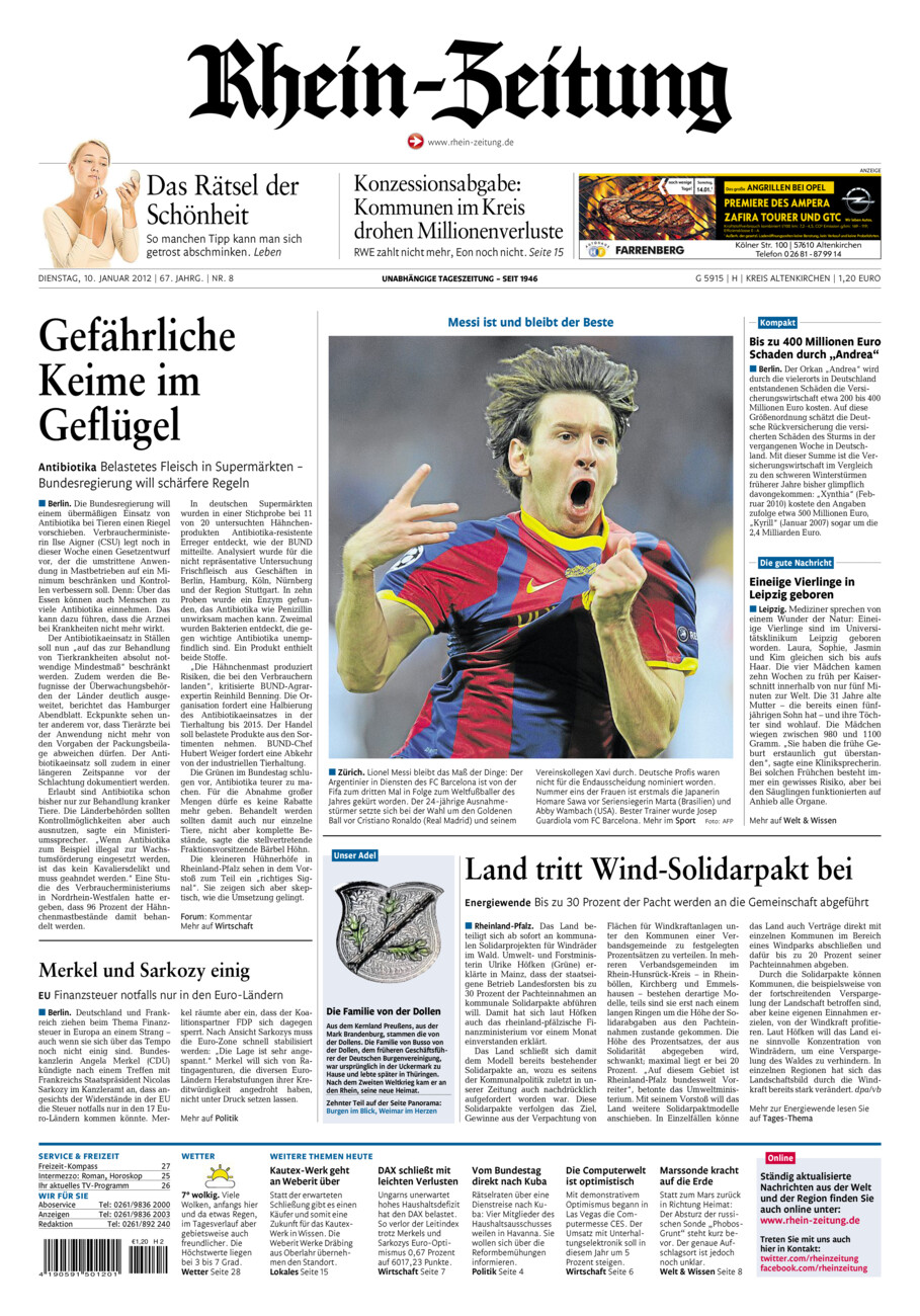 Rhein-Zeitung Kreis Altenkirchen vom Dienstag, 10.01.2012
