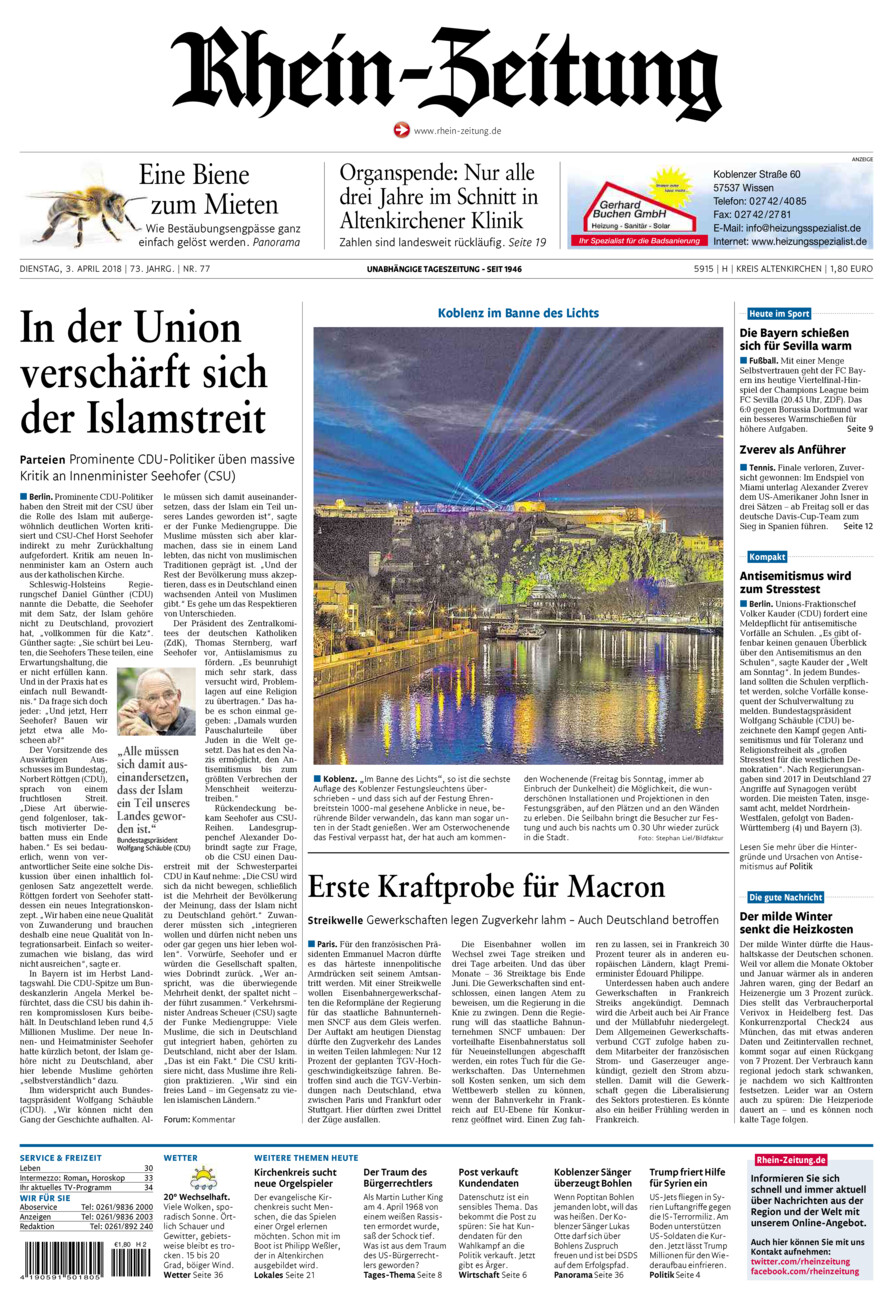 Rhein-Zeitung Kreis Altenkirchen vom Dienstag, 03.04.2018