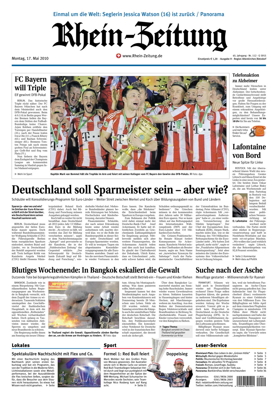 Rhein-Zeitung Kreis Altenkirchen vom Montag, 17.05.2010