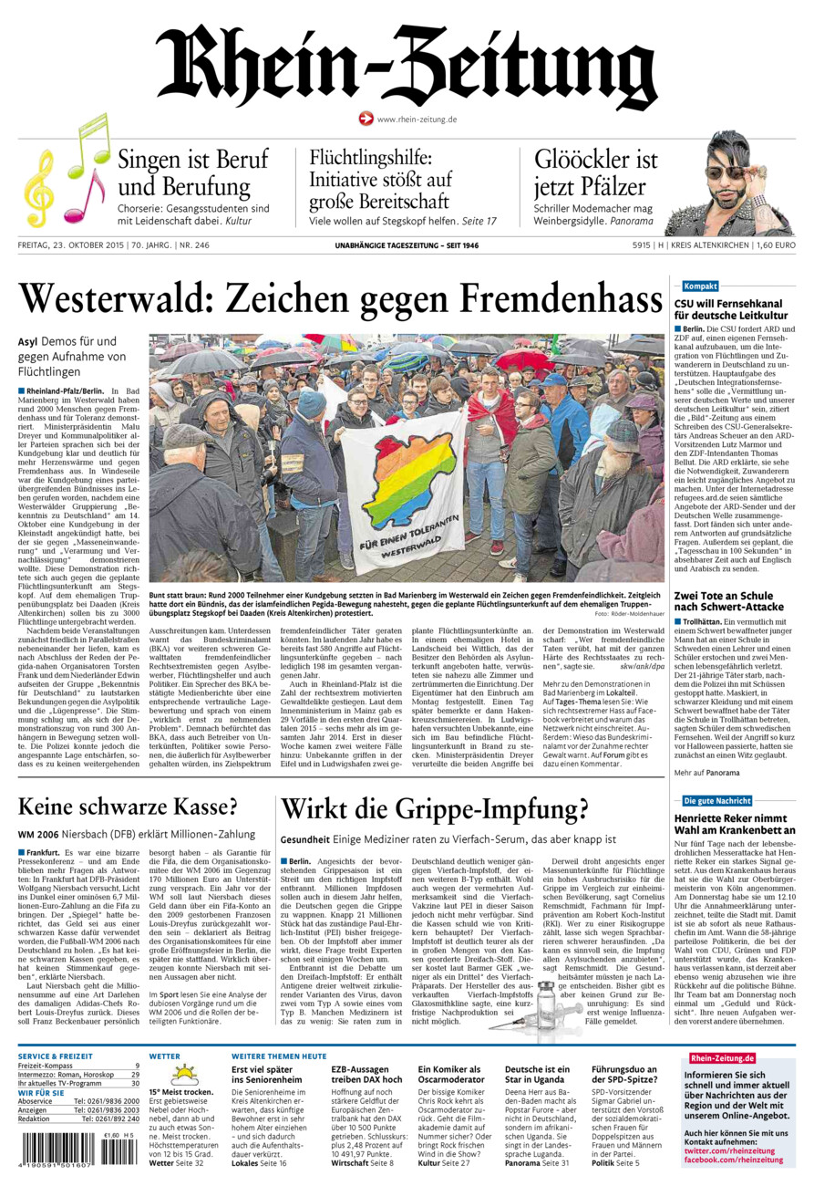 Rhein-Zeitung Kreis Altenkirchen vom Freitag, 23.10.2015
