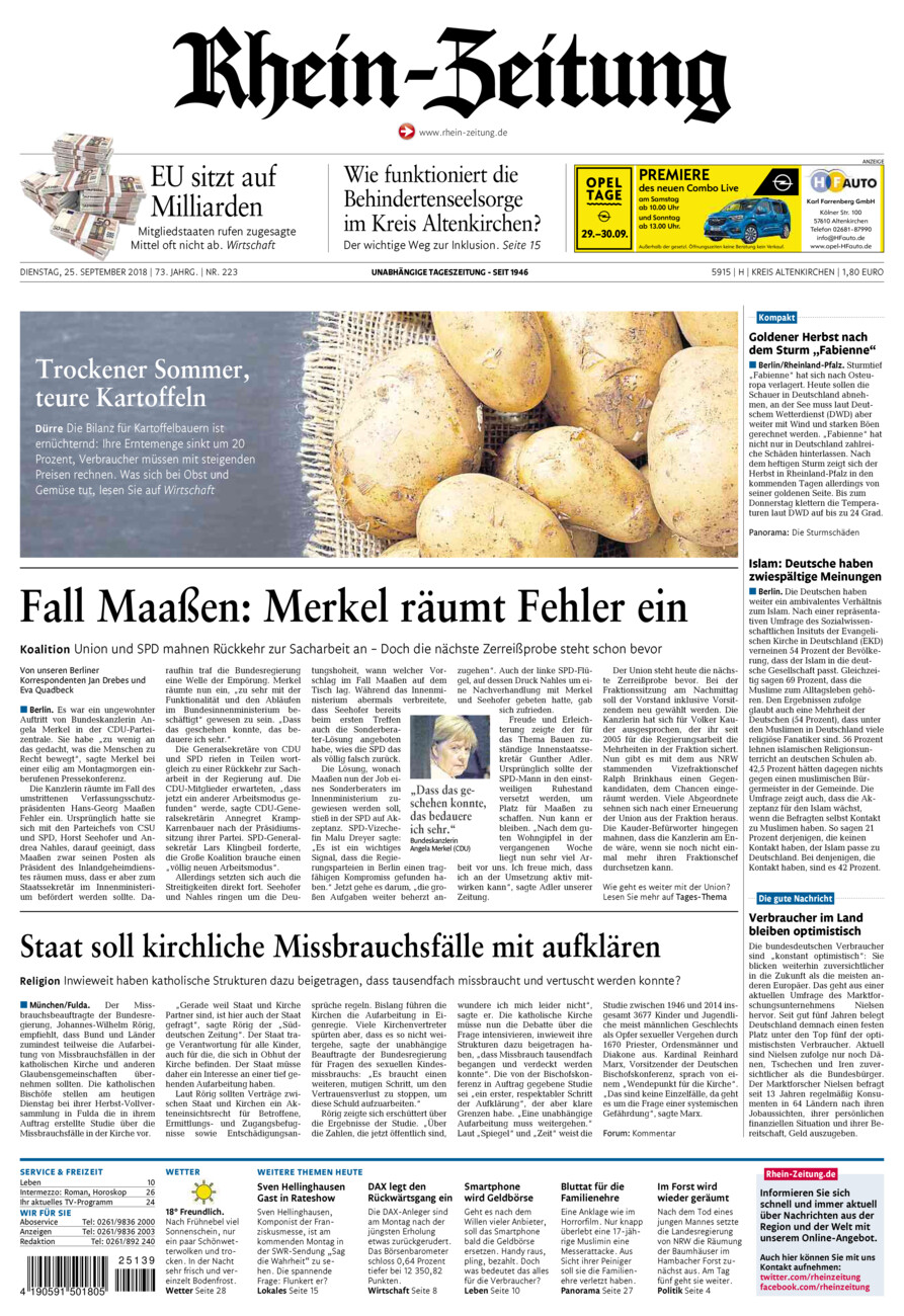 Rhein-Zeitung Kreis Altenkirchen vom Dienstag, 25.09.2018