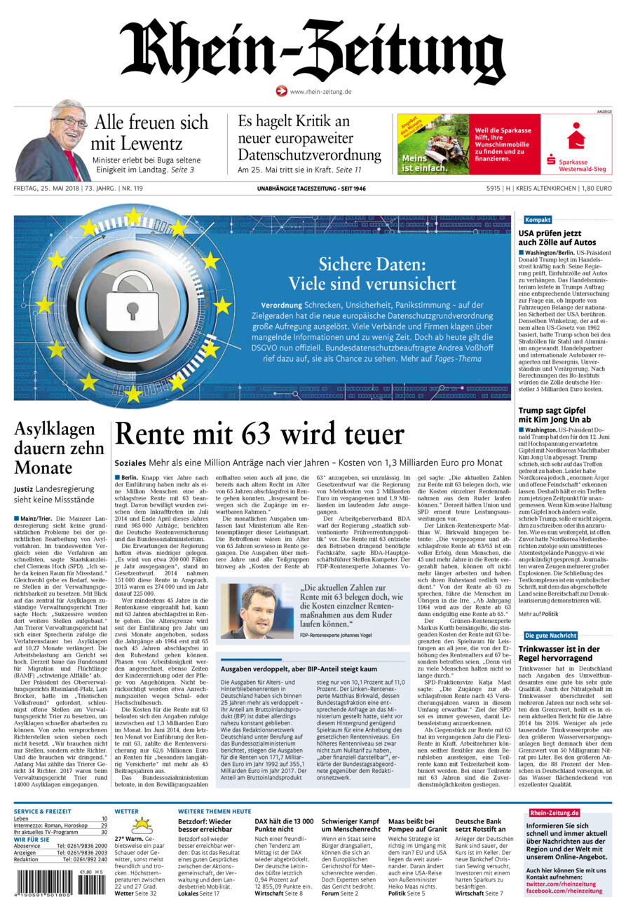 Rhein-Zeitung Kreis Altenkirchen vom Freitag, 25.05.2018