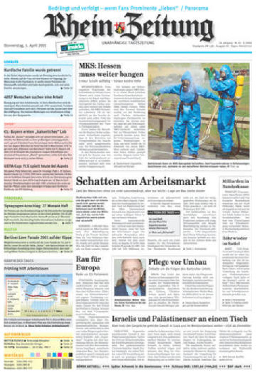 Rhein-Zeitung Kreis Altenkirchen vom Donnerstag, 05.04.2001