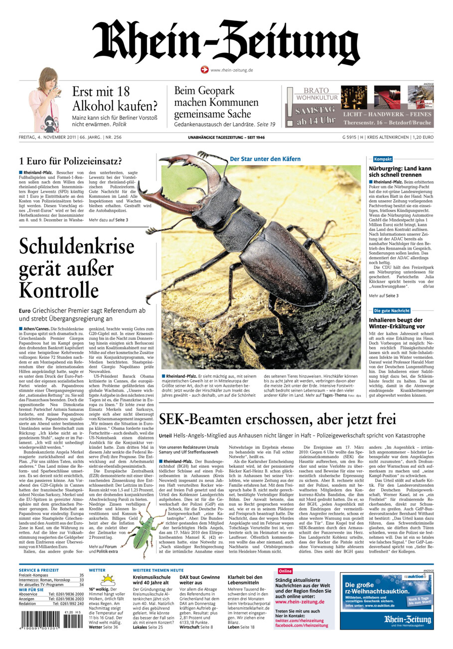 Rhein-Zeitung Kreis Altenkirchen vom Freitag, 04.11.2011