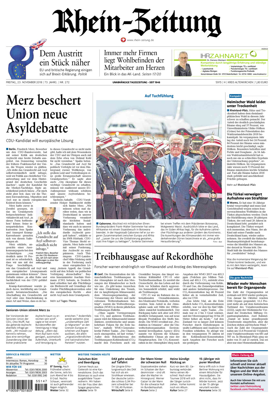 Rhein-Zeitung Kreis Altenkirchen vom Freitag, 23.11.2018