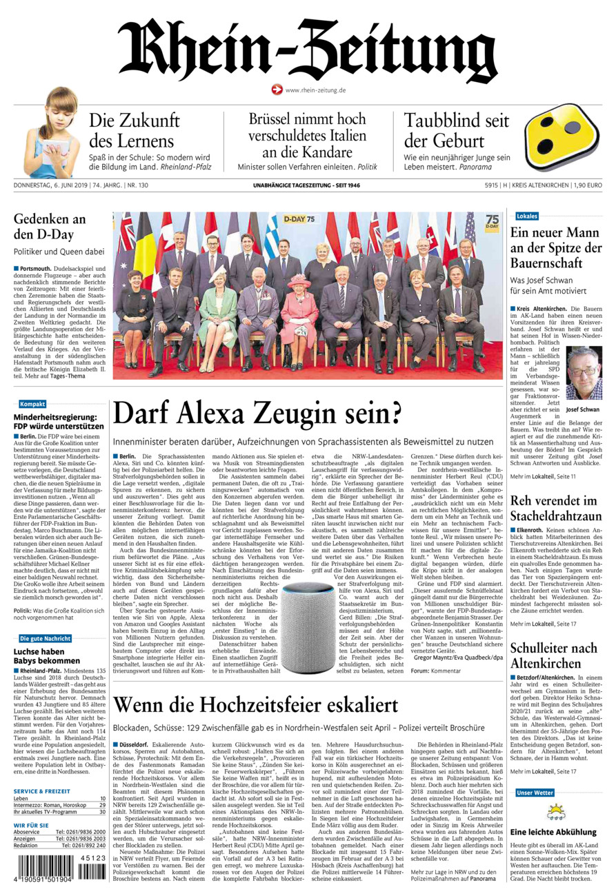 Rhein-Zeitung Kreis Altenkirchen vom Donnerstag, 06.06.2019