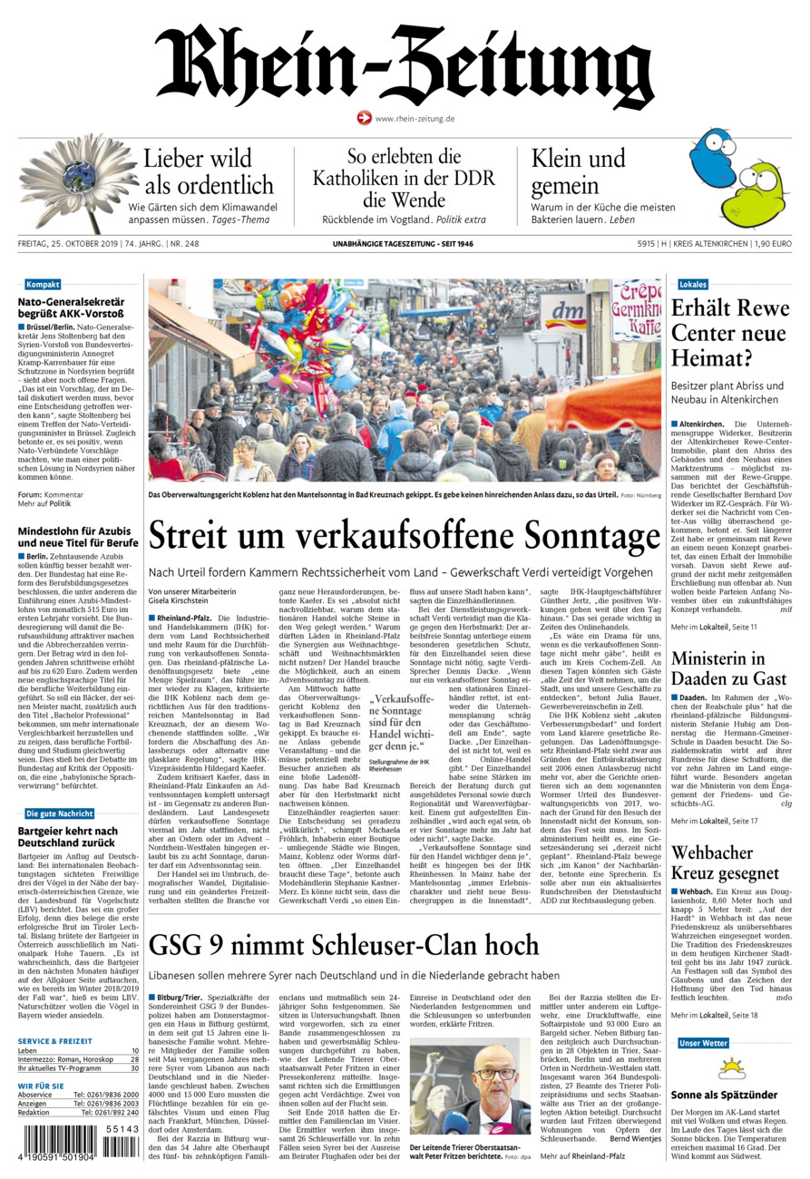 Rhein-Zeitung Kreis Altenkirchen vom Freitag, 25.10.2019