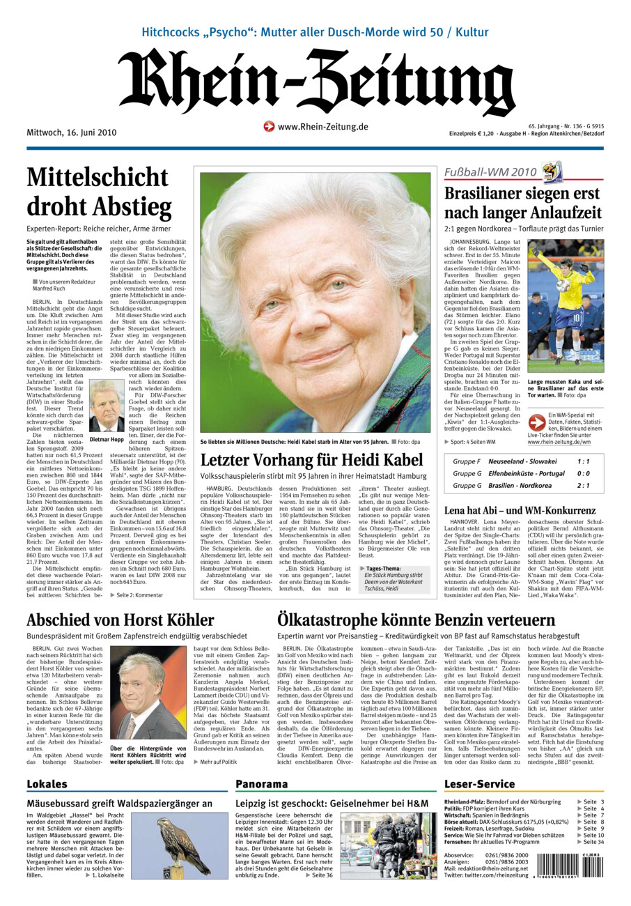 Rhein-Zeitung Kreis Altenkirchen vom Mittwoch, 16.06.2010