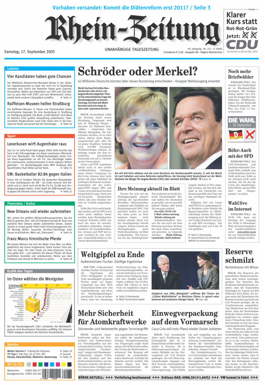 Rhein-Zeitung Kreis Altenkirchen vom Samstag, 17.09.2005