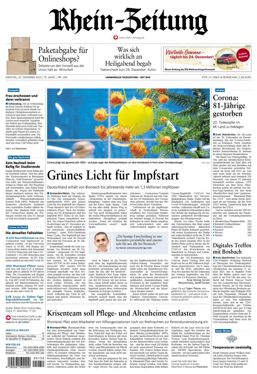 Rhein-Zeitung Kreis Altenkirchen vom Dienstag, 22.12.2020