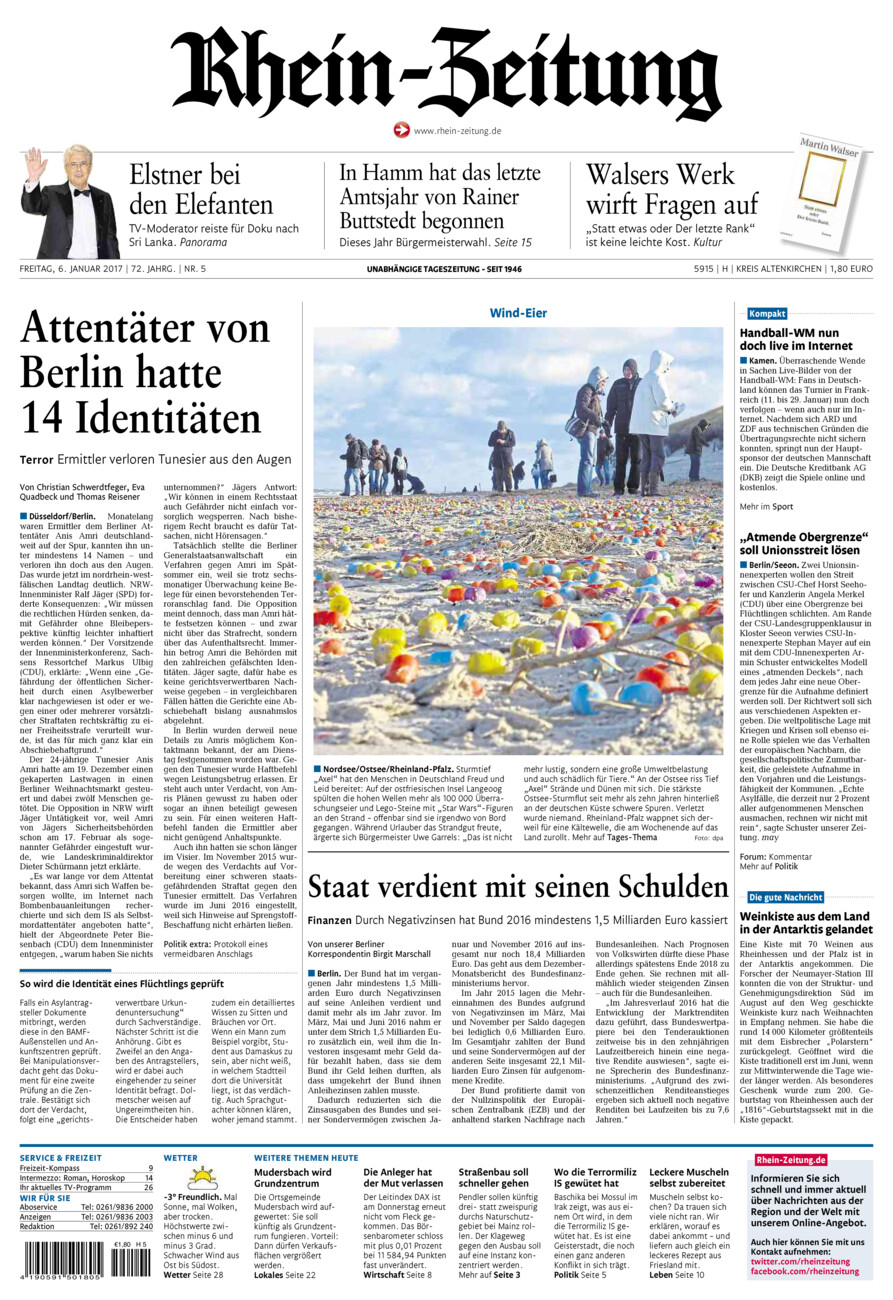 Rhein-Zeitung Kreis Altenkirchen vom Freitag, 06.01.2017