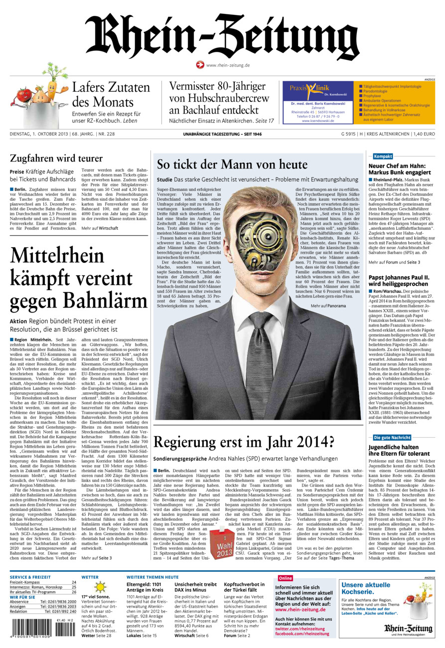Rhein-Zeitung Kreis Altenkirchen vom Dienstag, 01.10.2013
