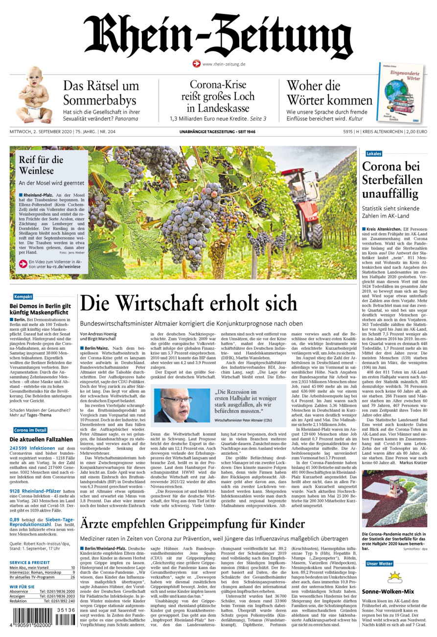 Rhein-Zeitung Kreis Altenkirchen vom Mittwoch, 02.09.2020