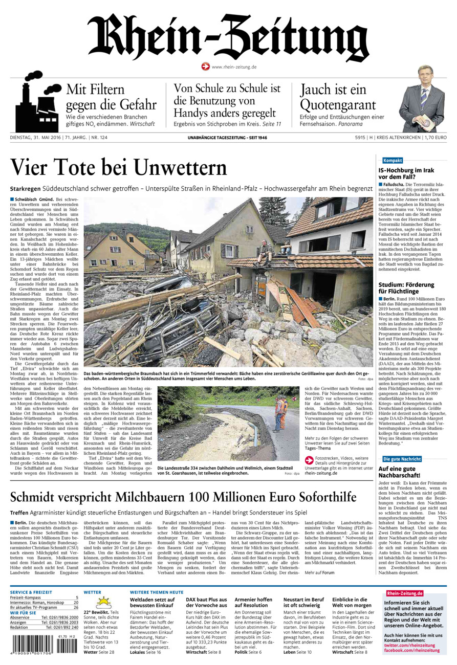 Rhein-Zeitung Kreis Altenkirchen vom Dienstag, 31.05.2016
