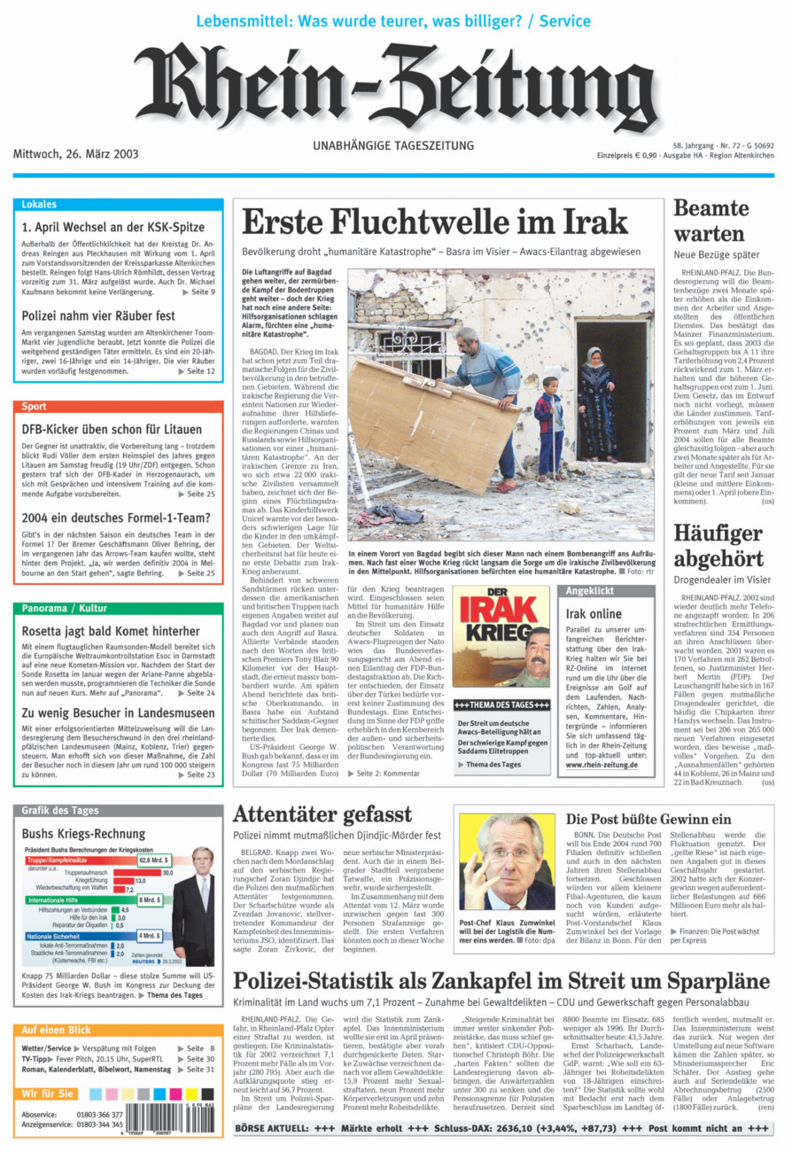 Rhein-Zeitung Kreis Altenkirchen vom Mittwoch, 26.03.2003