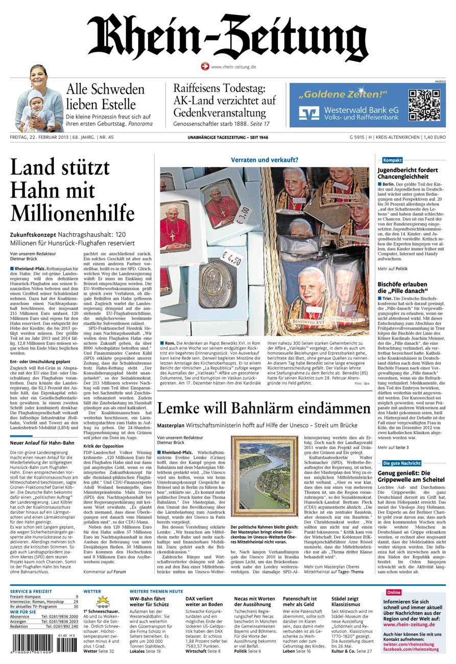 Rhein-Zeitung Kreis Altenkirchen vom Freitag, 22.02.2013