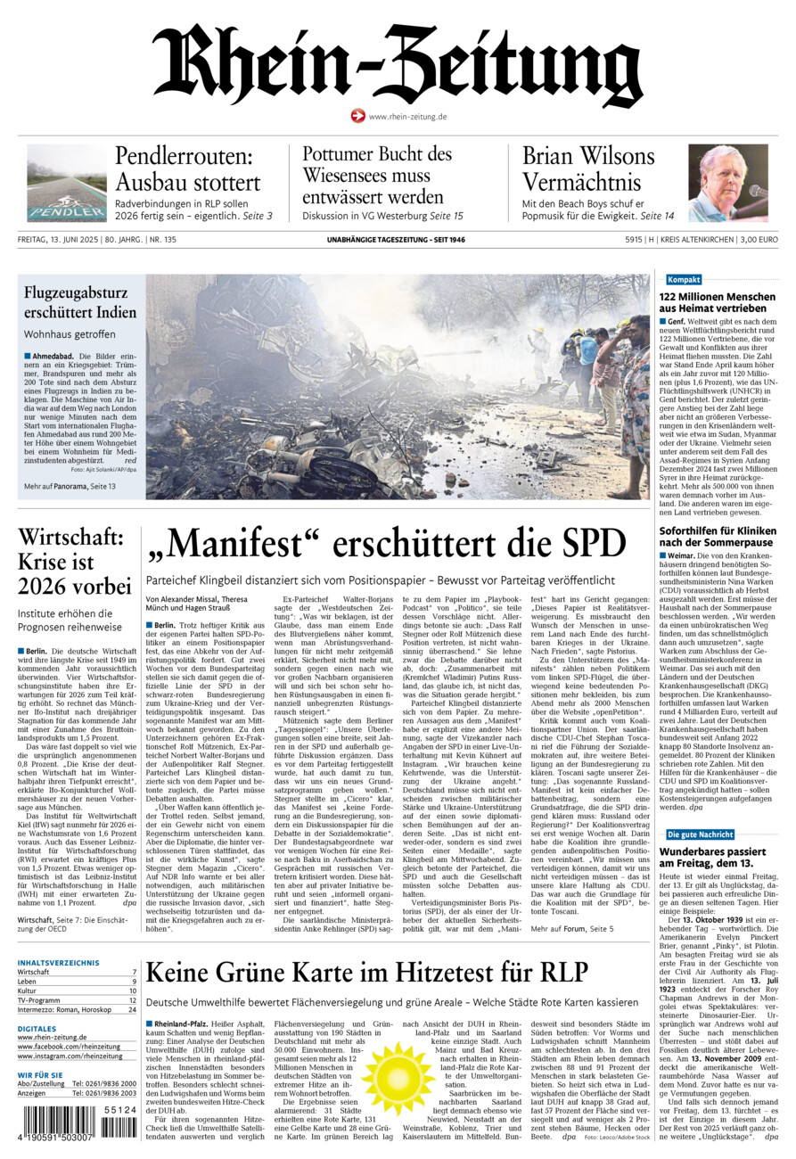 Rhein-Zeitung Kreis Altenkirchen vom Freitag, 13.06.2025