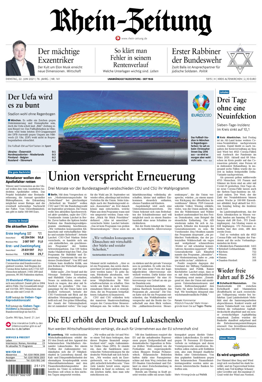 Rhein-Zeitung Kreis Altenkirchen vom Dienstag, 22.06.2021