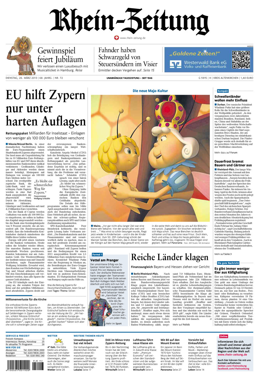 Rhein-Zeitung Kreis Altenkirchen vom Dienstag, 26.03.2013