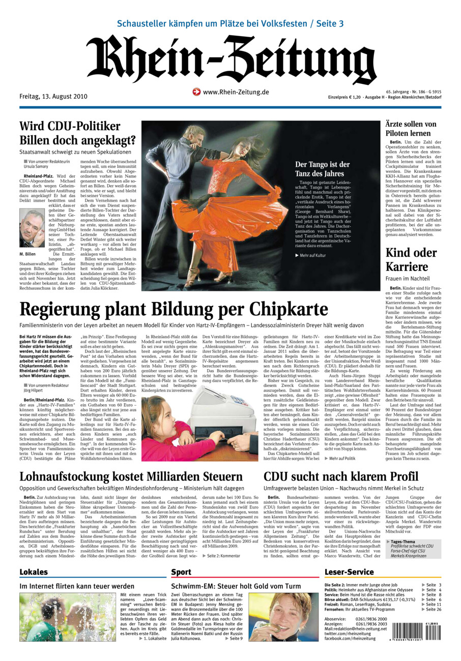 Rhein-Zeitung Kreis Altenkirchen vom Freitag, 13.08.2010