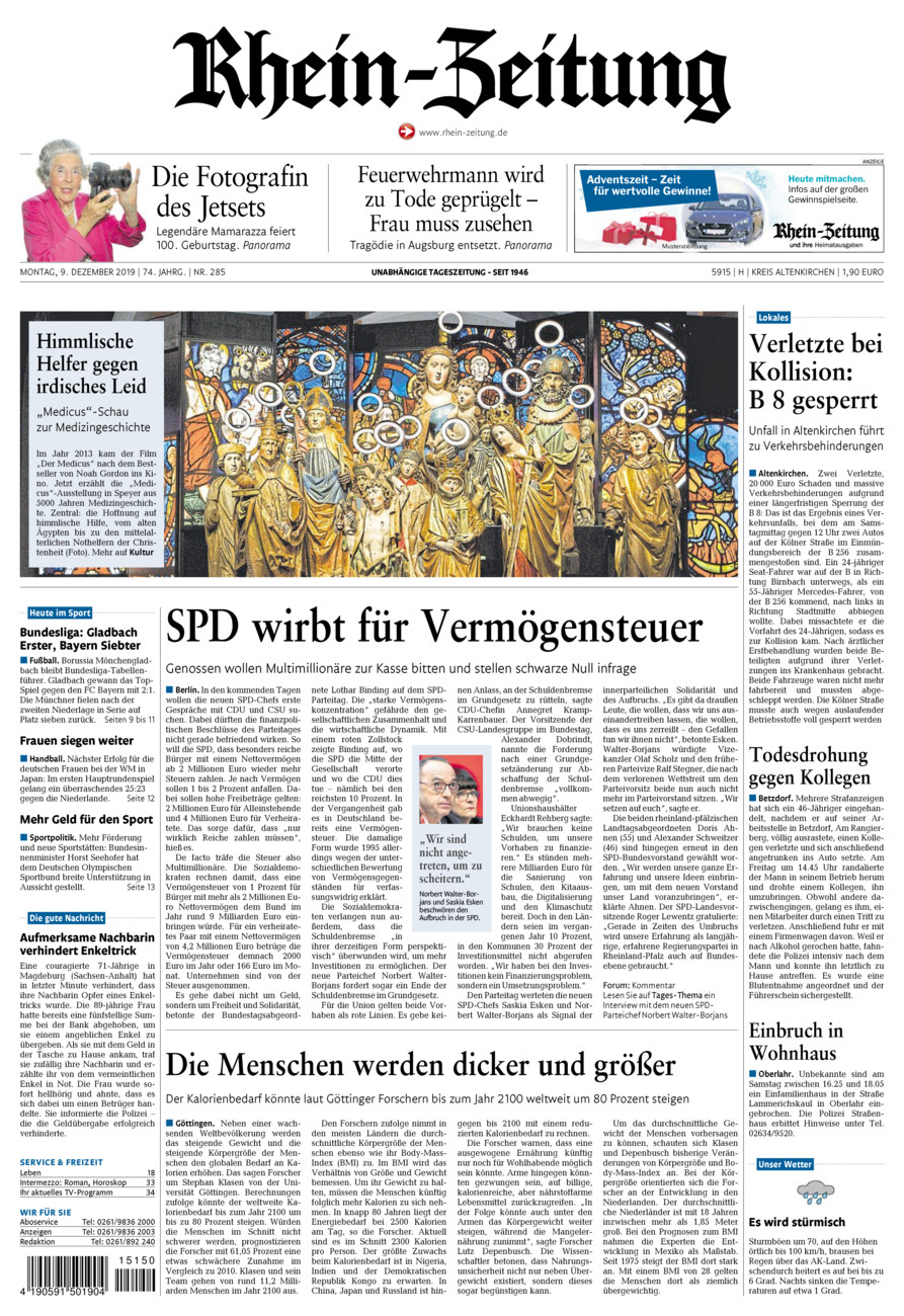 Rhein-Zeitung Kreis Altenkirchen vom Montag, 09.12.2019