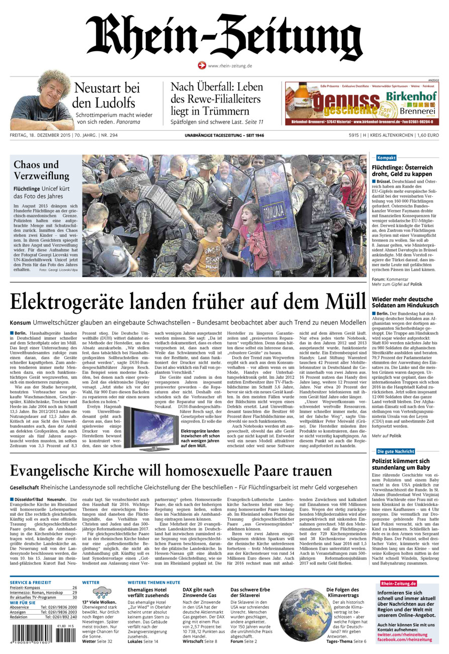 Rhein-Zeitung Kreis Altenkirchen vom Freitag, 18.12.2015