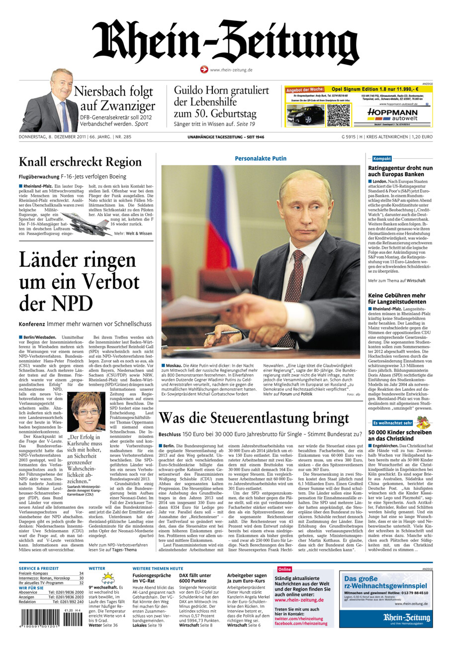 Rhein-Zeitung Kreis Altenkirchen vom Donnerstag, 08.12.2011