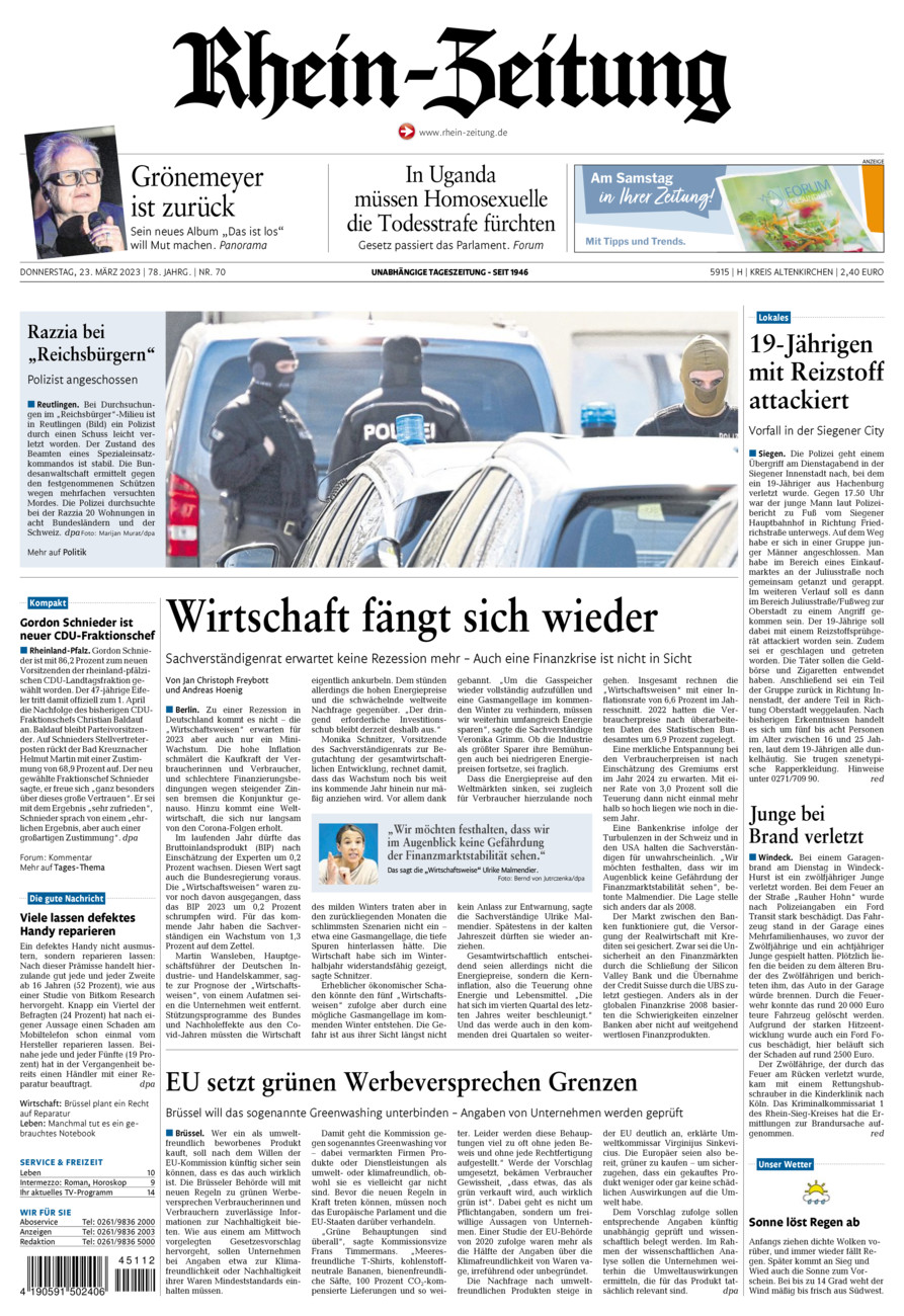 Rhein-Zeitung Kreis Altenkirchen vom Donnerstag, 23.03.2023