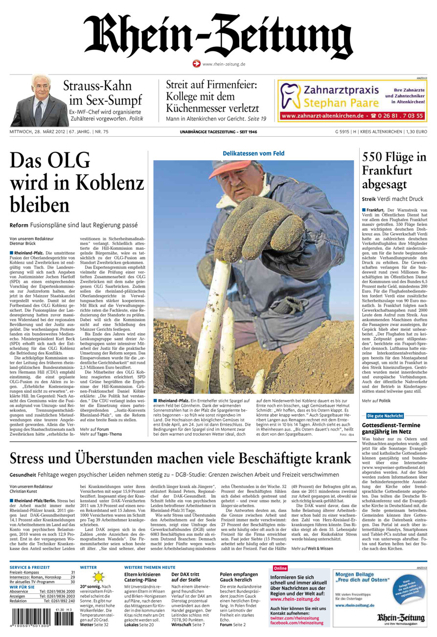 Rhein-Zeitung Kreis Altenkirchen vom Mittwoch, 28.03.2012