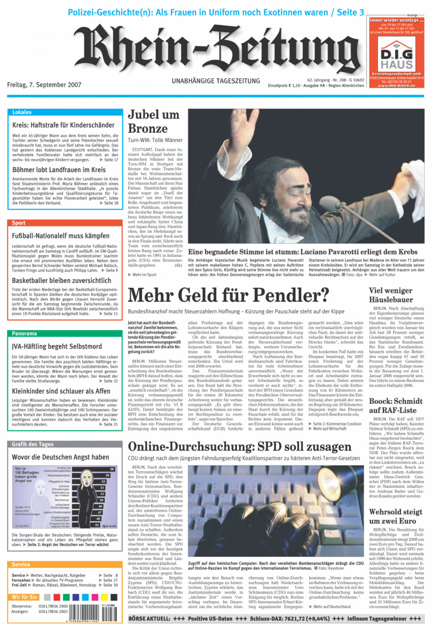 Rhein-Zeitung Kreis Altenkirchen vom Freitag, 07.09.2007