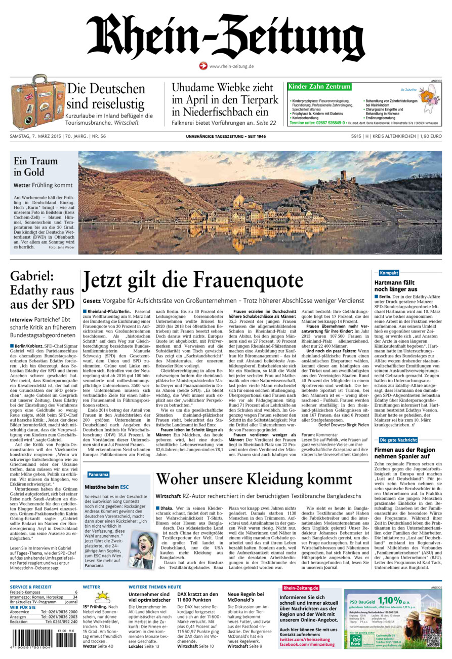Rhein-Zeitung Kreis Altenkirchen vom Samstag, 07.03.2015