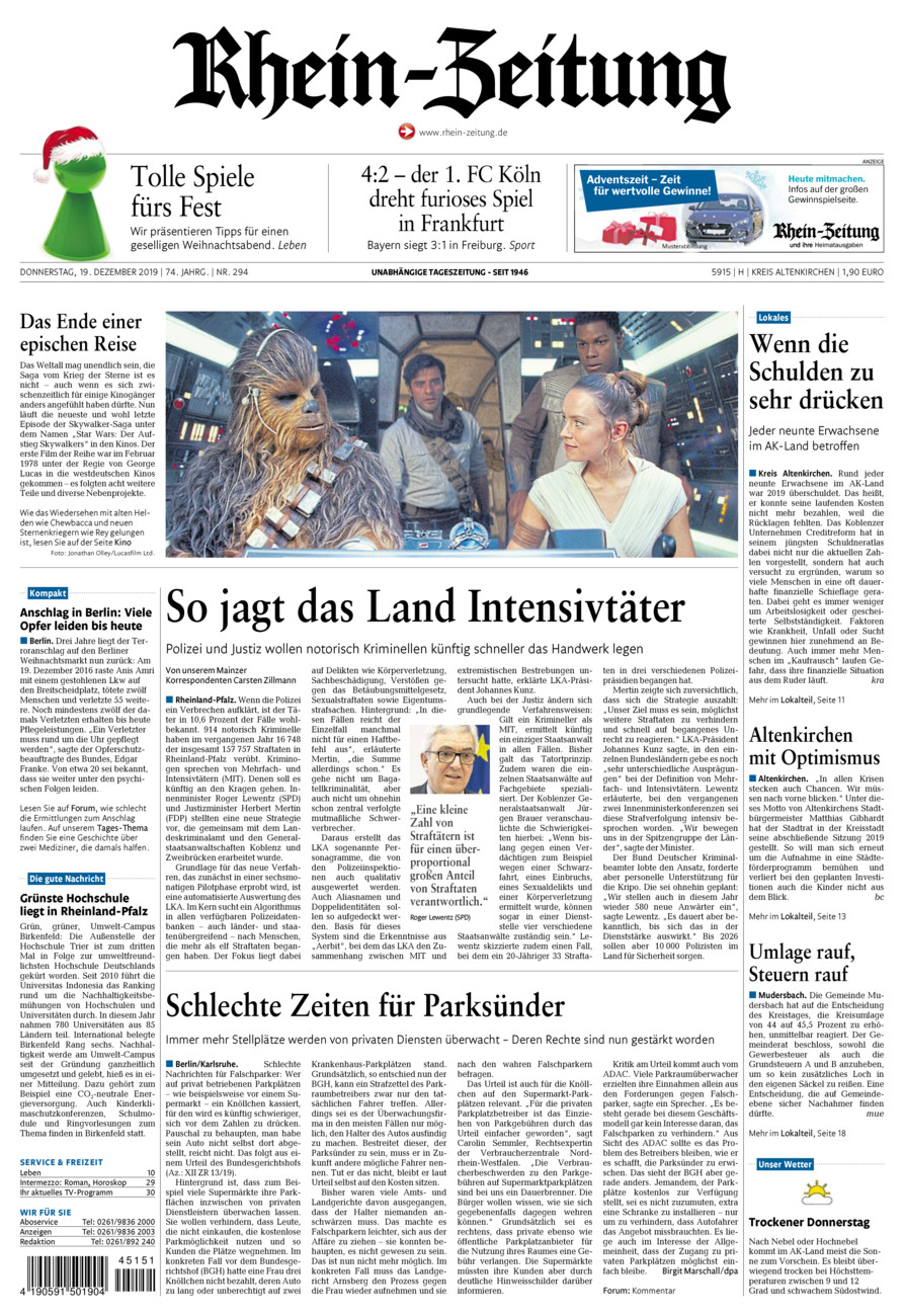 Rhein-Zeitung Kreis Altenkirchen vom Donnerstag, 19.12.2019