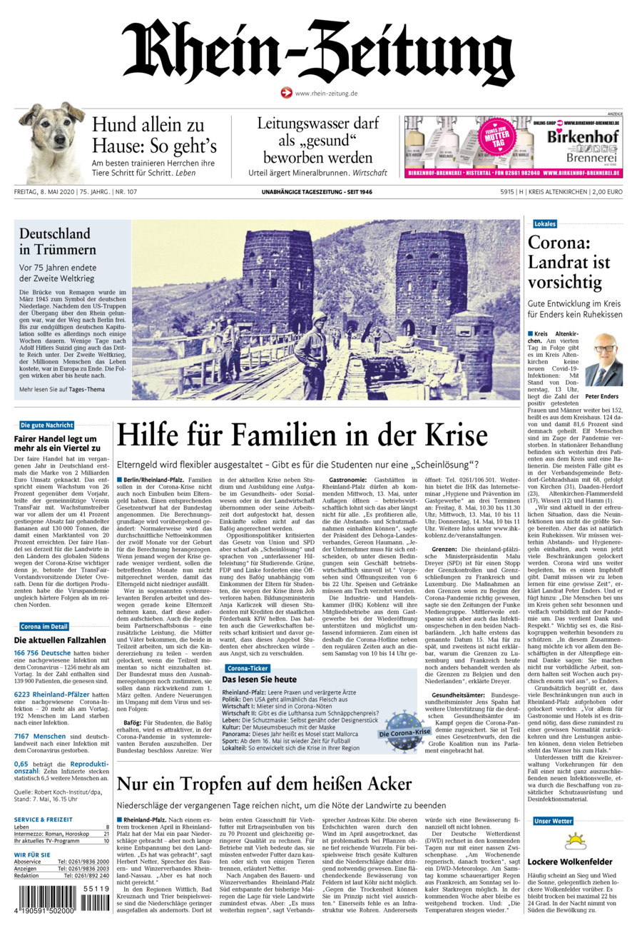 Rhein-Zeitung Kreis Altenkirchen vom Freitag, 08.05.2020