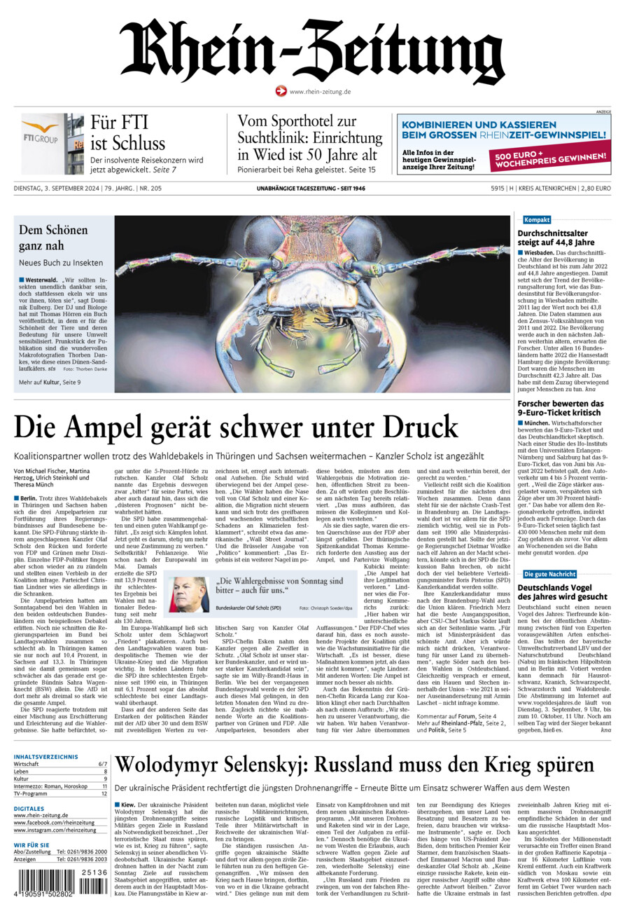 Rhein-Zeitung Kreis Altenkirchen vom Dienstag, 03.09.2024