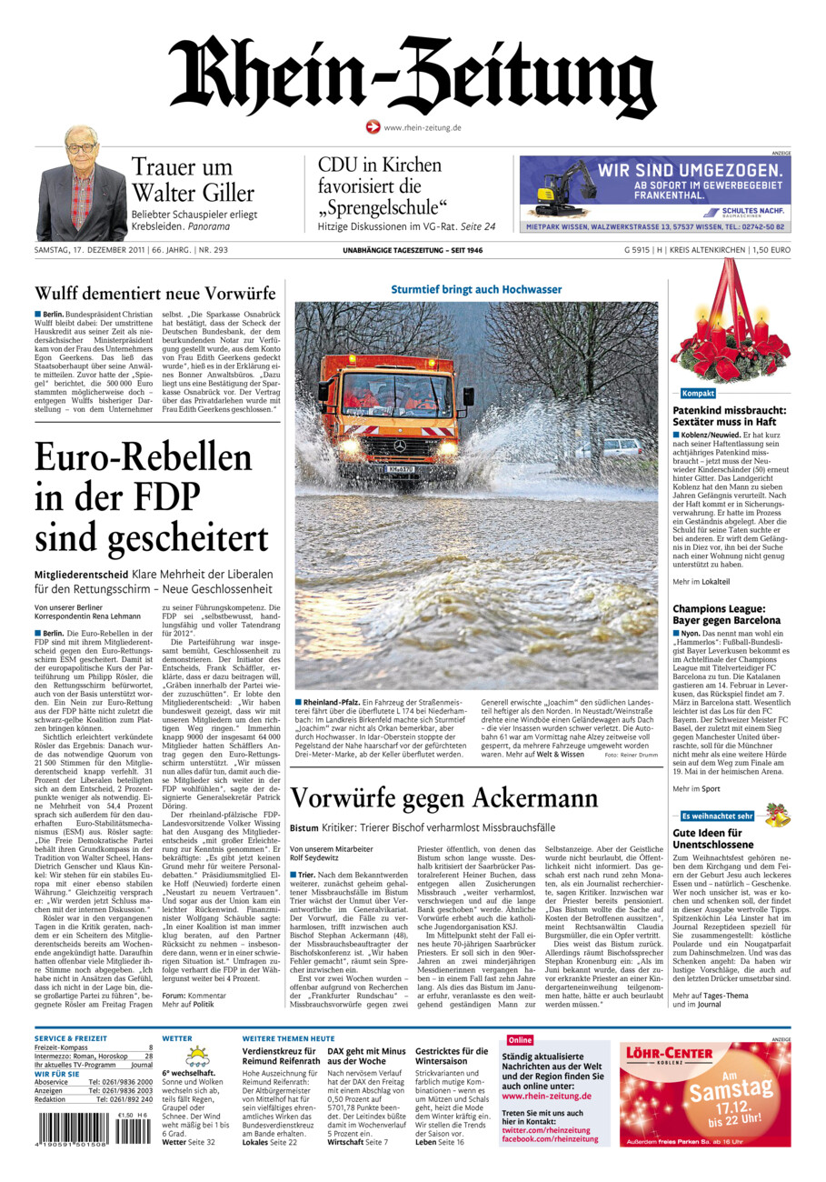 Rhein-Zeitung Kreis Altenkirchen vom Samstag, 17.12.2011