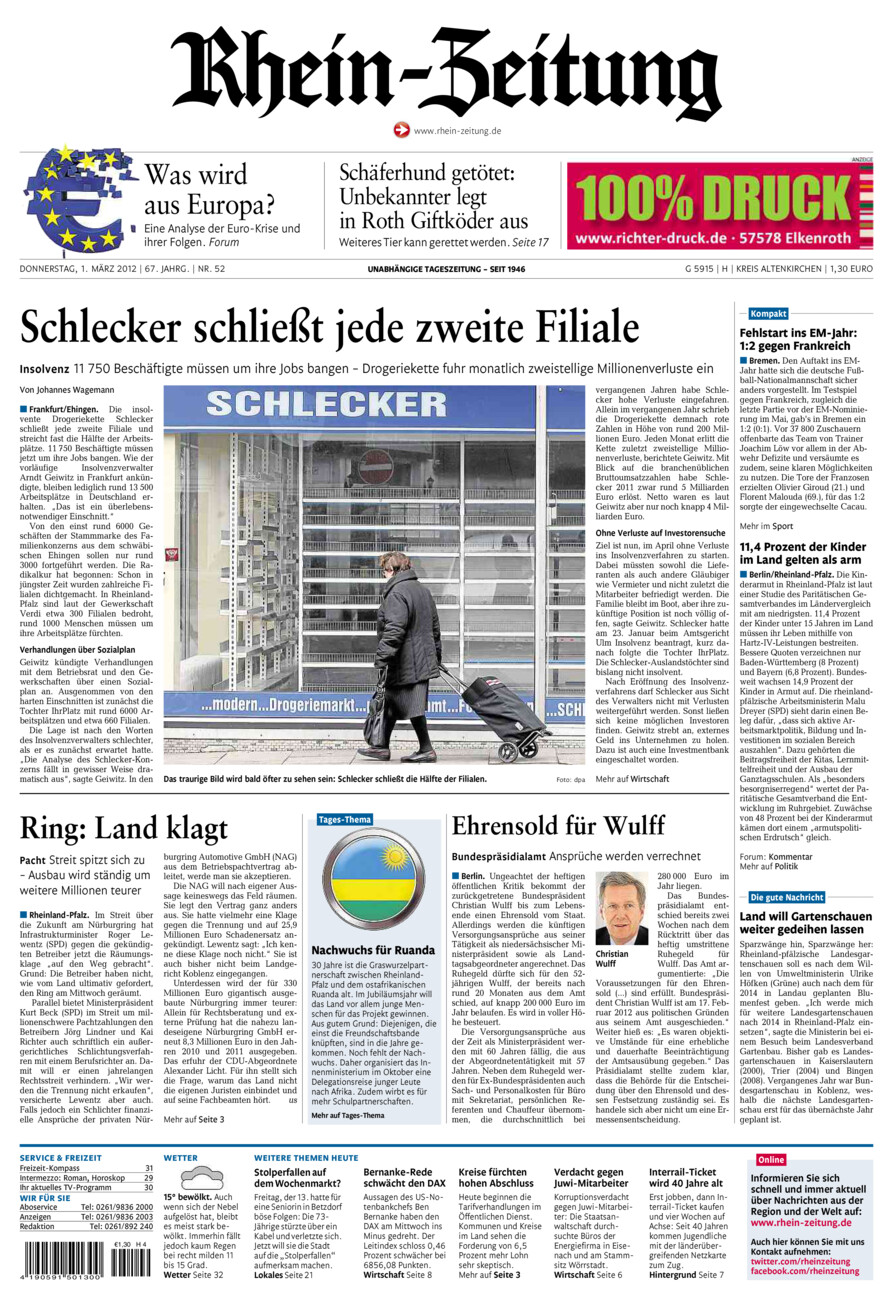 Rhein-Zeitung Kreis Altenkirchen vom Donnerstag, 01.03.2012