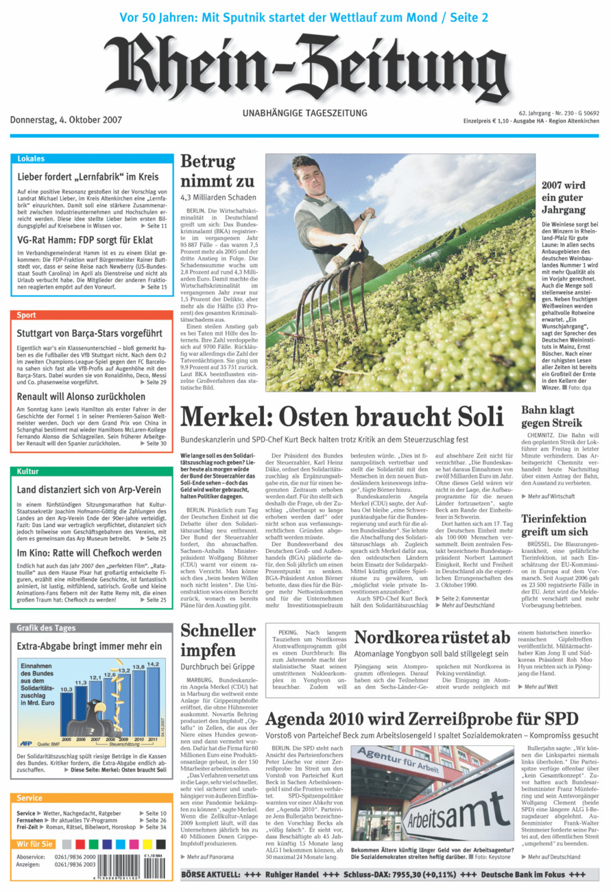 Rhein-Zeitung Kreis Altenkirchen vom Donnerstag, 04.10.2007