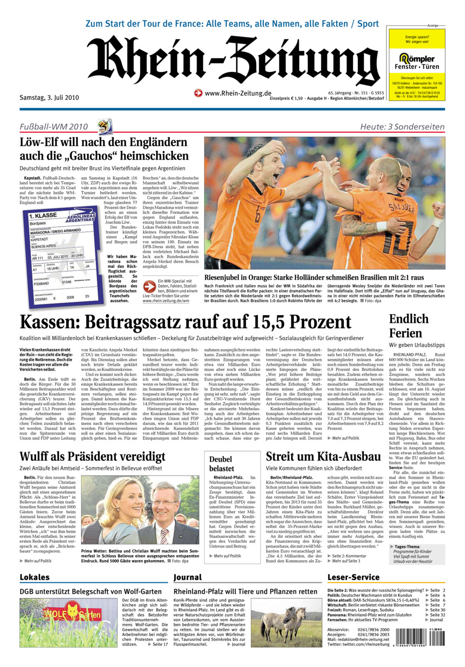 Rhein-Zeitung Kreis Altenkirchen vom Samstag, 03.07.2010