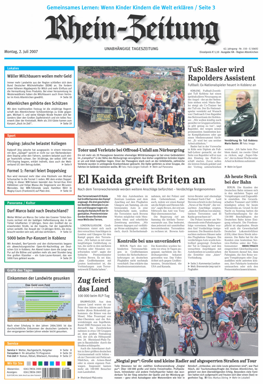 Rhein-Zeitung Kreis Altenkirchen vom Montag, 02.07.2007